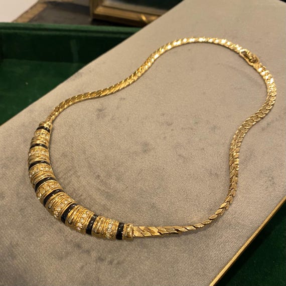 Vintage Christian Dior Signed Yellow Gold Chain Half Moon Pendant Necklace Etsy UK