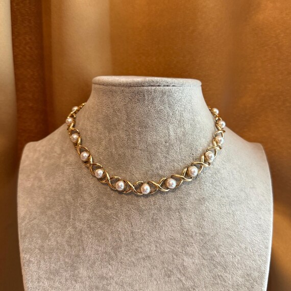 Collier Vintage Sens Privé - Résine Dorée Et Fausses Perles - Bijou Rarissime - Occasion