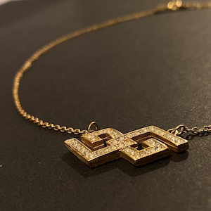 Vintage Givenchy Signed Gold-plated Metal Rhinestone Set G Logo 