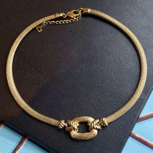 vintage Christian Dior signed yellow gold chain geometric pendant necklace
