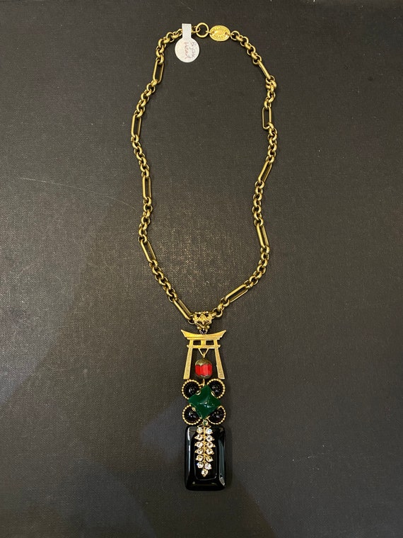Shinto Shrine Pendant Necklace, Oriental Architecture, Manmade