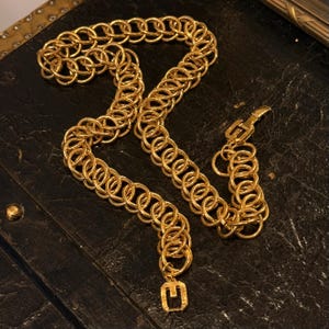 1980s Vintage Givenchy plain links chain sautoir gold plated Necklace
