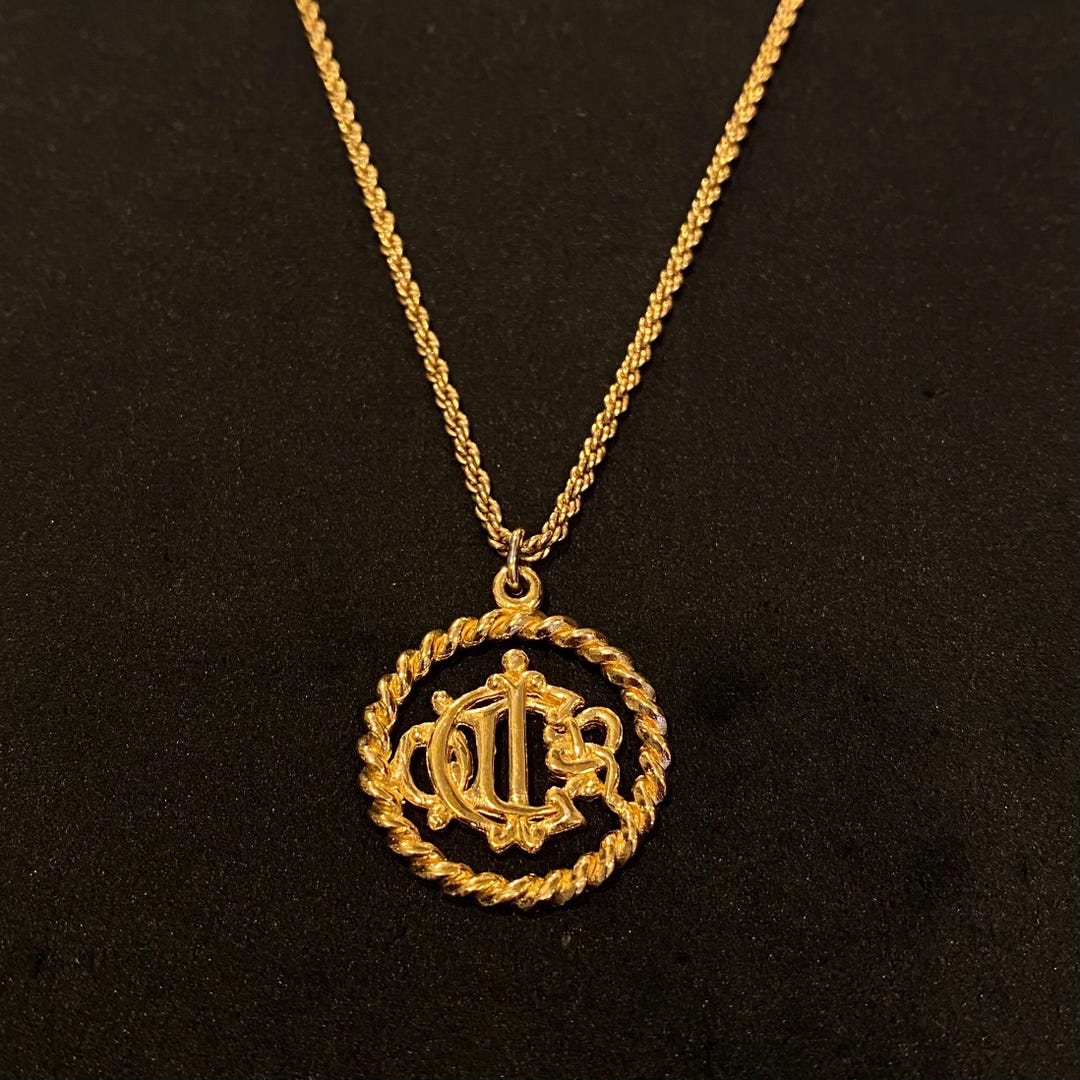 Vintage Christian Dior Signed Gold-plated CD Logo Round Ring Shape