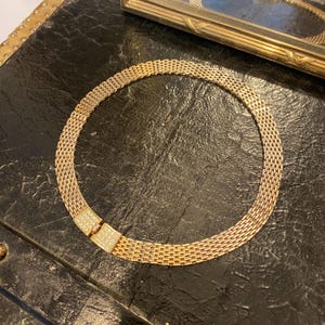 Vintage Nina Ricci gold-plated necklace with clear crystal embellished