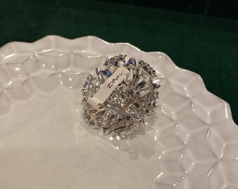 Vintage Jomaz Manmade Brooch Silver-plated White Rhinestone