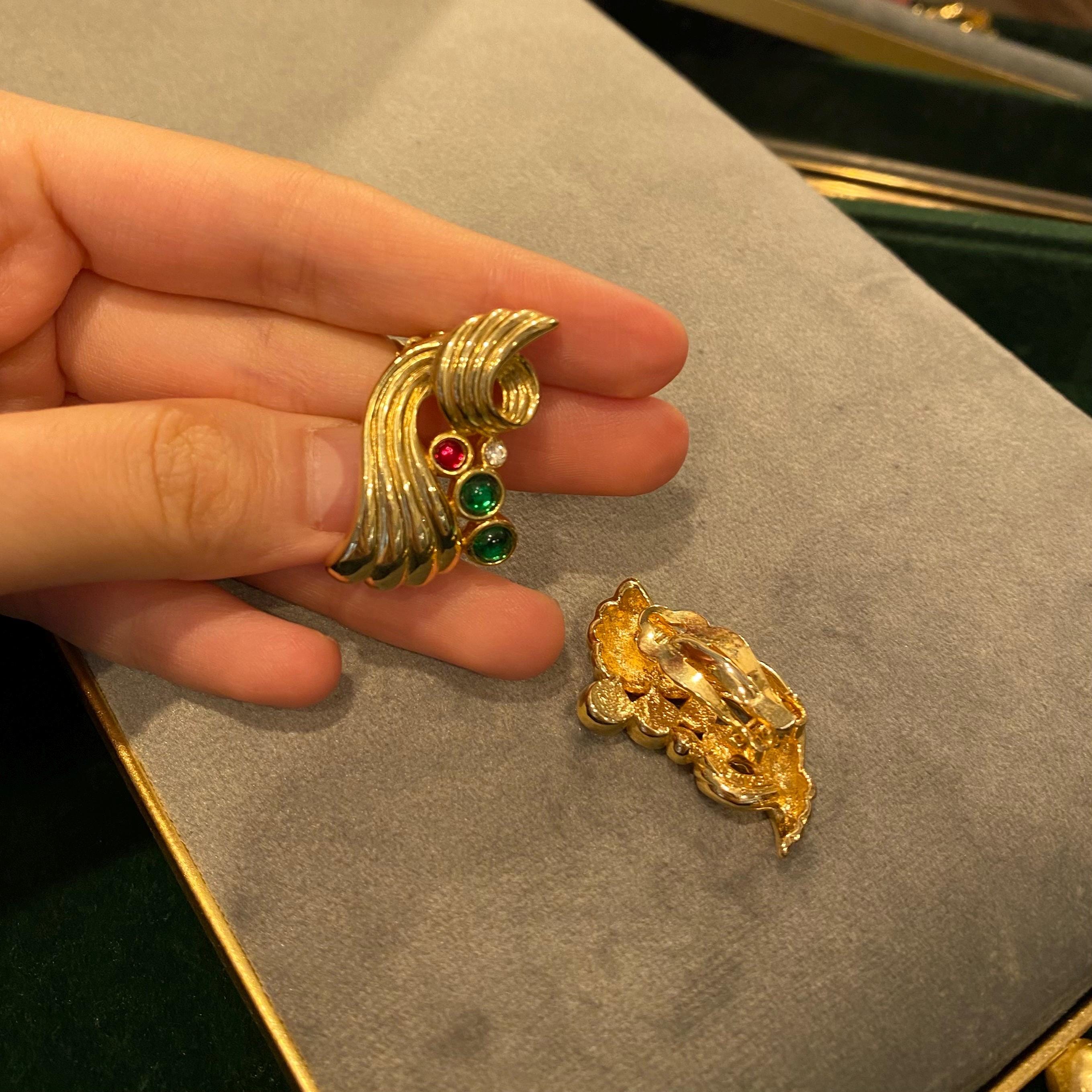 Boucles D'oreilles Anciennes Créateur – Plaqué Or – Modèle Boule à Clips
