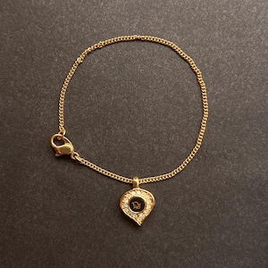 vintage Christian Dior signed charm pendant on chain black /gold plated bracelet