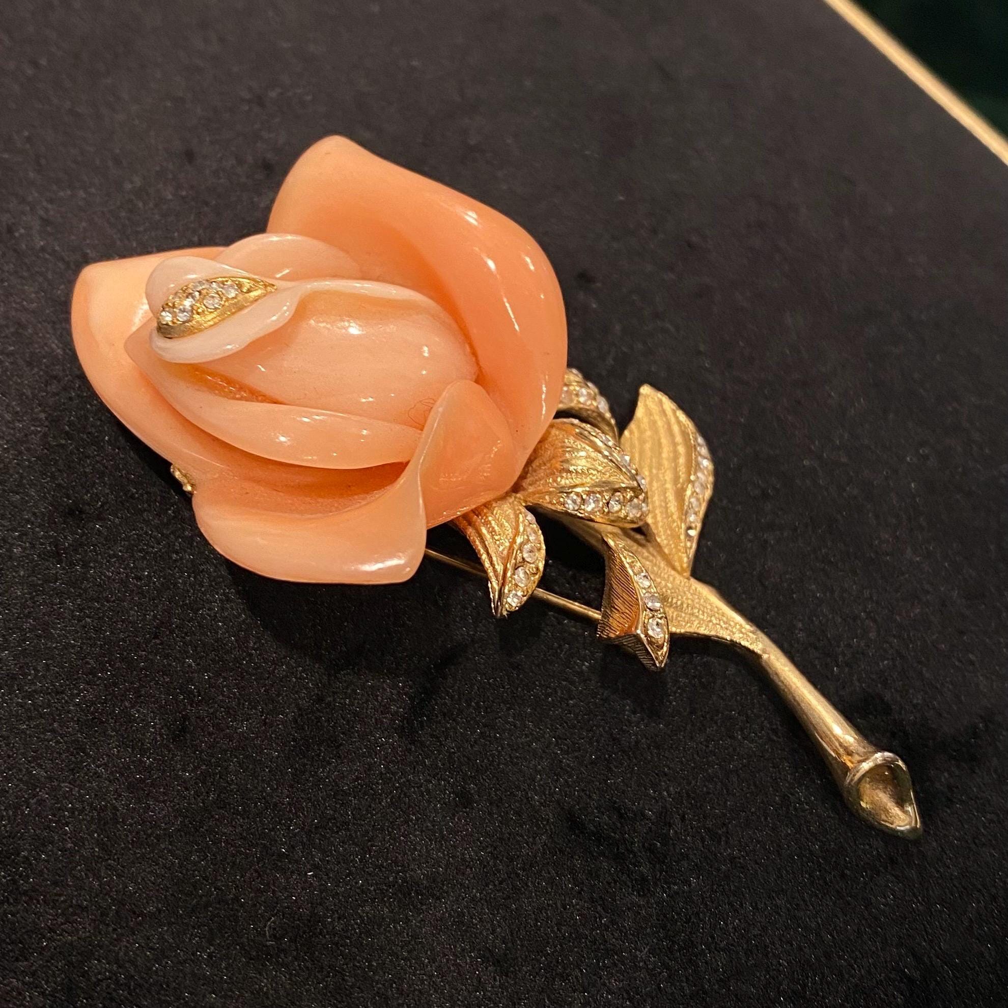 Broche Ancienne Plaquée Or En Forme De Rose - Bijou Vintage - Occasion (plusieurs Photos Disponibles)