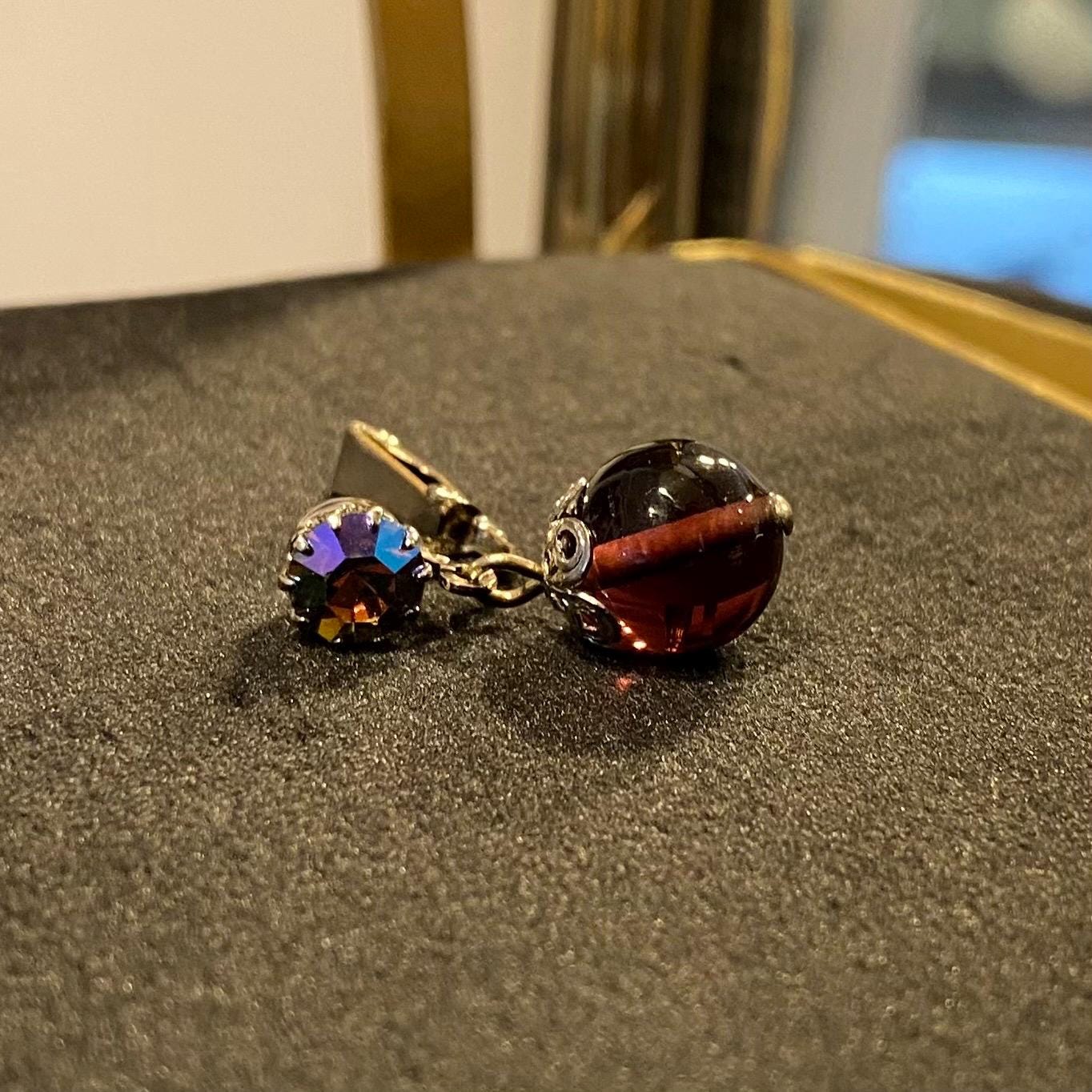 Orecchini A Catena Con Goccia Di Fiori Di Cristallo Viola Oro - Foto 3