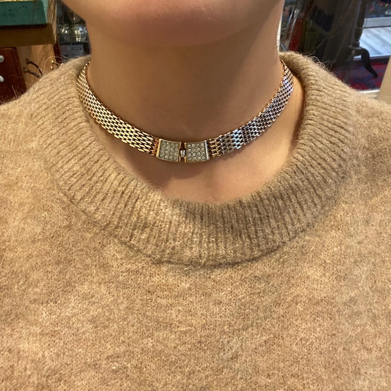Collier Ras Du Cou Doré Avec Pendentif Vintage - Marque NINA RICCI - Occasion (Bon État)