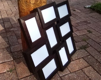 Stained rustic family collage frame / multi photo frames / 4x6 collage frame - family picture frame collage - 9 opening multi picture frame