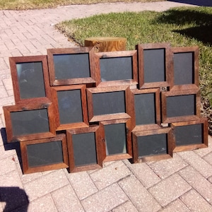 15 opening Collage picture frame - rustic cedar weathered handmade 4x6 collage frames / wall photo frames - comes w/ backing-glass-hanger