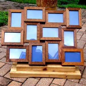 Rustic weathered 4x6 collage frames / wall photo frames - 12 opening picture frame handmade from cedar wood - comes w/ backing-glass-hanger