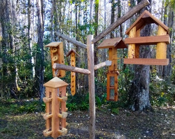 Bird feeder pole - bird feeder post - our best bird attracting bird feeding station, bird feeder baffle and bird feeders