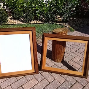 11x14 picture frame handmade - 11x14 frame with mat - 11 x 14 frame opening matted with decorative cedar wood - comes w/ backing, plexiglass