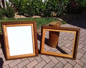 11x14 picture frame handmade - 11x14 frame with mat - 11 x 14 frame opening matted with decorative cedar wood - comes w/ backing, plexiglass