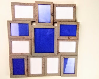 Rustic weathered 5x7, 8x10 collage frames / wall photo frames - 12 opening picture frame handmade from cedar wood - comes w/ backing, plexi
