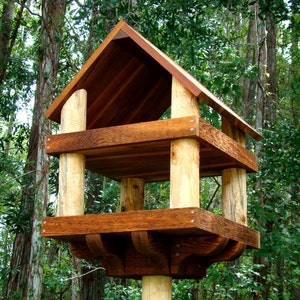 Large wooden bird feeder platform style (23&quot;x18&quot;x18&quot;) - has decorative sturdy base for 4x4 post mounting