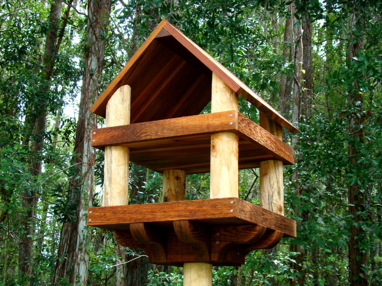 Large wooden bird feeder platform style Etsy