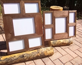 Handmade Rustic Wooden Collage Frame 5 Opening Picture Frame – Four 5x7 & 1 8x10 Photo Display – Farmhouse Wall Decor – Reclaimed Wood Style