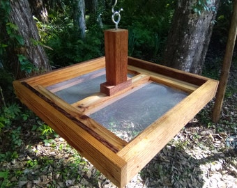 Tray bird feeder, bird seed catcher, bird feeder catchers - handmade with rustic cedar wood - comes with hook and eye for hanging