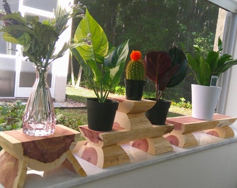 Wooden window plant shelf, window sill plant stand - use indoor for flower or plant pots in kitchen or bay window - small, large, tall sizes