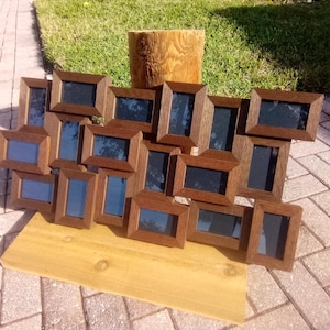 18 opening wood collage picture frame - rustic weathered handmade 4x6 or 5x7 collage frames / wall photo frames come w/ backing, plexiglass