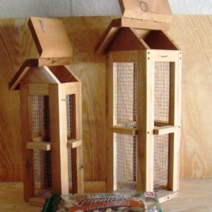 Beautiful cedar wood whole peanut bird feeders Unique bird feeders for blue jays and woodpeckers image 2