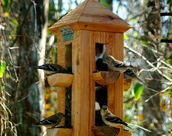 XL Handmade Hanging Natural Birch Wood Bird House Table Feeder Feeding Station 