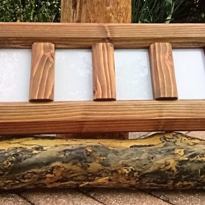 Wooden 4x6 picture frames / multiple photo collage frame - 4 opening picture frame handmade from Douglas fir logs - comes w/ backing-glass