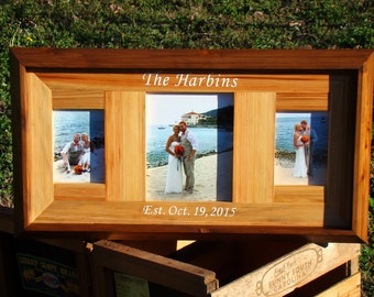 Handmade wedding photo frame - this personalized frame makes a great wedding gift (can also be purchased non personalized)