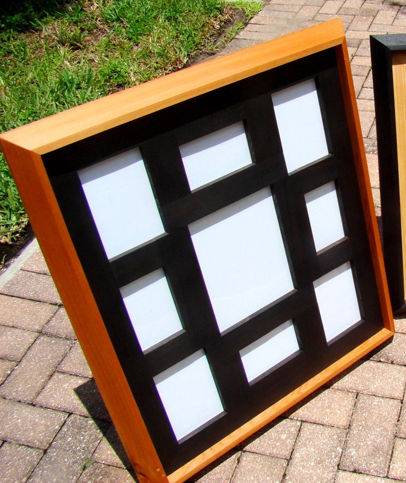 Finished cedar wood wall photo frames multi photo frame 9 opening collage frames for 8x10 New for Fall 2018 5x7 photos 4x6
