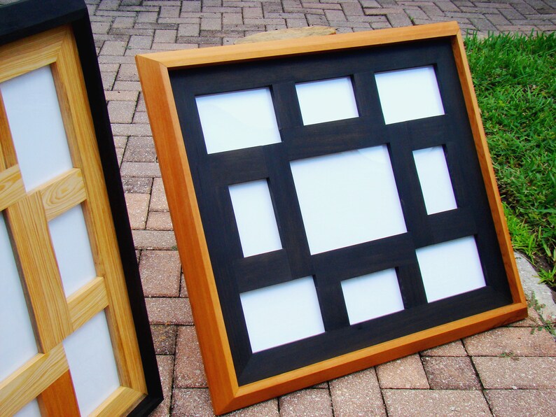 Finished cedar wood wall photo frames multi photo frame 9 opening collage frames for 8x10 New for Fall 2018 5x7 photos 4x6