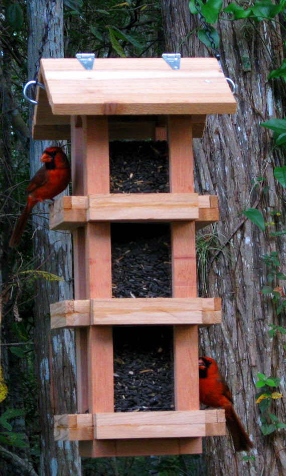 Decorative Cedar Wood Cardinal Bird Feeder Handmade In The Etsy
