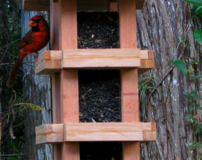 Decorative Cedar Wood Cardinal Bird Feeder Handmade in the USA Bird