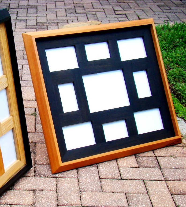 Finished cedar wood wall photo frames multi photo frame 9 opening collage frames for 8x10 New for Fall 2018 5x7 photos 4x6