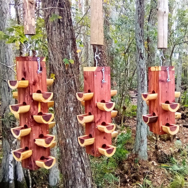 Bird seed feeders - outdoor bird feeders - cedar bird feeder hanging - gifts for birdwatchers - useful for bird feeding