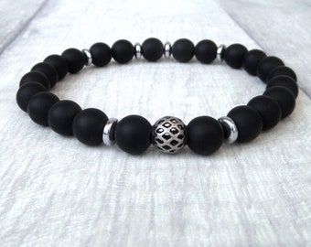 Black onyx beaded bracelet for men, birthday or anniversary gifts for men, online gifts for men