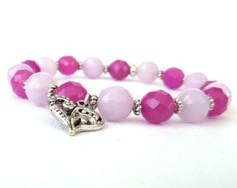 Pink stacking bracelet, handmade gemstone jewellery, unique jewellery birthday gift