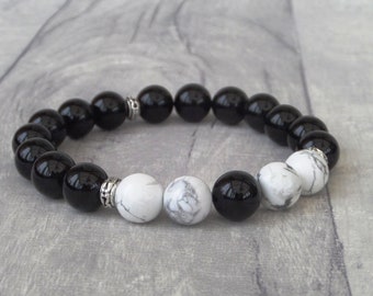 Black and white bracelet, gifts for men, thank you gift, handmade jewellery for men