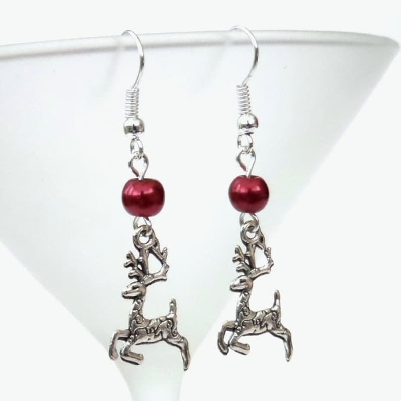 Christmas Reindeer Earrings Christmas Novelty Gift Xmas Etsy UK
