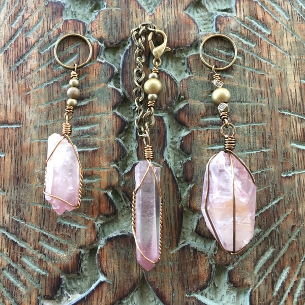 Lithium quartz point keychains / lithium quartz keychain / quartz keychain / quartz point keychain / boho keychain