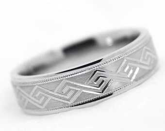 6MM • 925 Silver Mens Wedding Band Women, Geometric Celtic Knot Ring | 6701