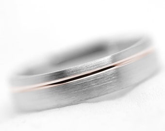 5mm Classic Gold Wedding Ring for Men & Women, Two tone Gold Anniversary Gift Men's Promise engagement ring, 10k 14k 18k