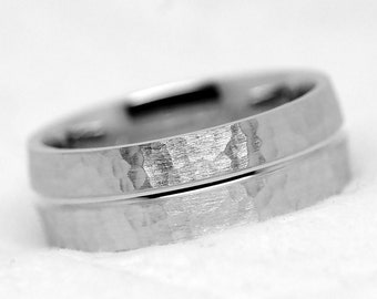 7mm 925 Sterling Silver Hammered Wedding Band for Men & Women, Man Promise Ring, Men's Engagement Ring Anniversary Gift