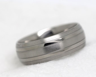 Mens Wedding Band Titanium Jewelry for Men • Mens Wedding Ring • 8MM