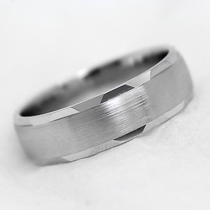 6mm 925 silver Wedding Ring for Men, Geometric Edges with Brushed centre Men&#39;s Engagement Promise Ring Anniversary Gift