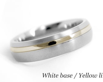 6mm 10K Gold Wedding Band for Men and Women • Solid Two toned Gold Wedding Ring, Men's Engagement Promise Ring Anniversary Gift