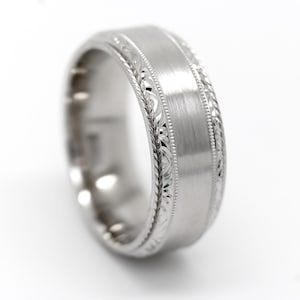 7mm 925 Silver Beveled Wedding Ring for Men Women Filigree Edge Personalized Engraving Mens Engagement Promise Anniversary Ring