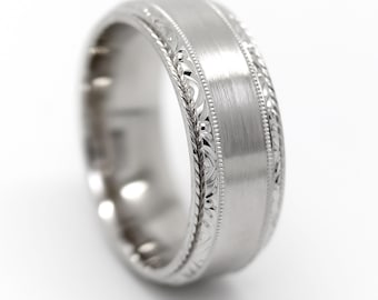7mm 925 Silver Beveled Wedding Ring for Men Women Filigree Edge Personalized Engraving Mens Engagement Promise Anniversary Ring